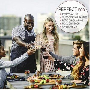 New! 38 Piece Stemless Shatterproof Wine Glasses and Champagne Flutes